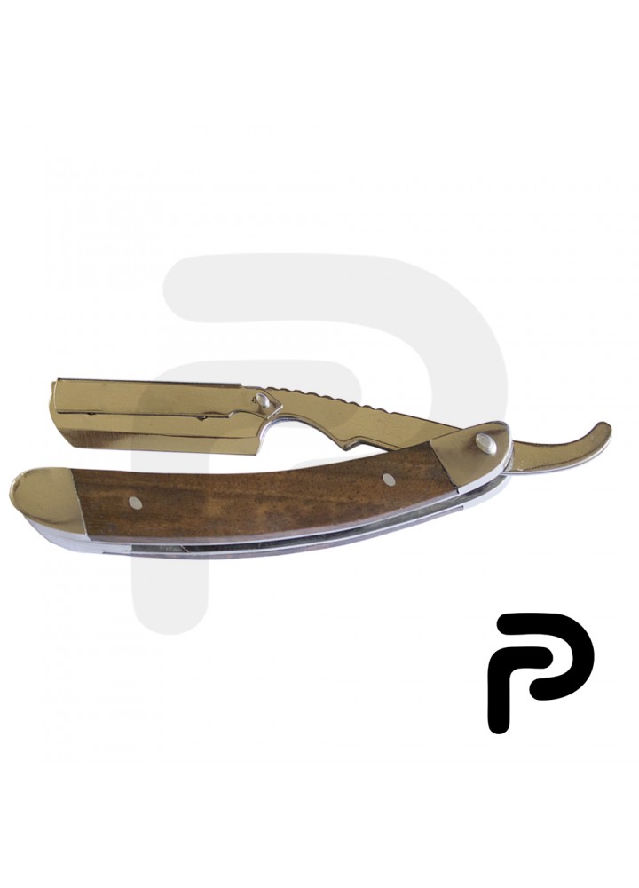 Wooden and steel straight Razor for barber shop
